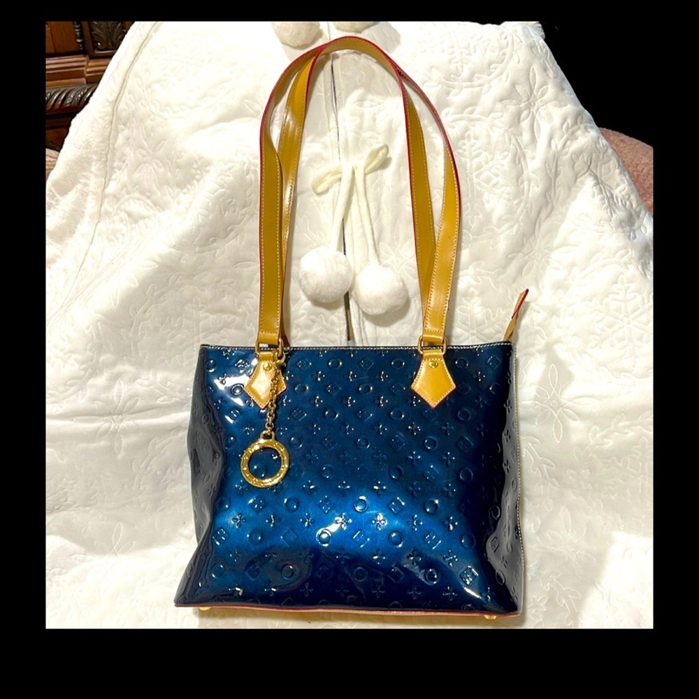 Navy Blue Patent Leather Purse
